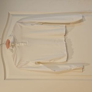 NWT Poof New York Womens Small Long Sleeve Top High Neck with Buttons White